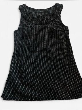 Willi Smith Black Sleeveless Polka Dot Chemise